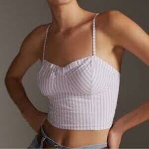 ANTHOPOLOGIE BUSTIER WOMEN PURPLE WHITE STRIPED TOP SIZE MEDIUM